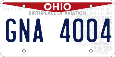 OH license plate GNA4004