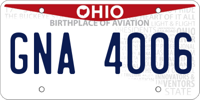 OH license plate GNA4006