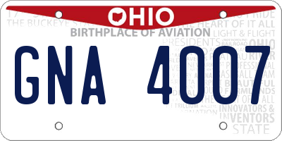 OH license plate GNA4007