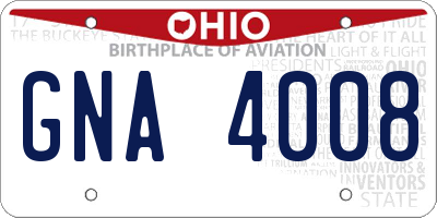 OH license plate GNA4008