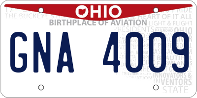 OH license plate GNA4009