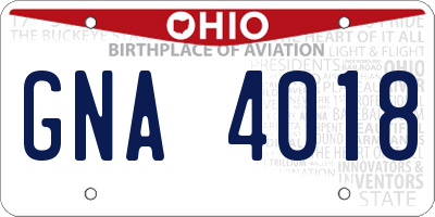OH license plate GNA4018