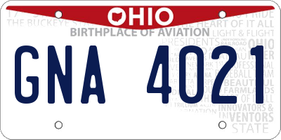 OH license plate GNA4021