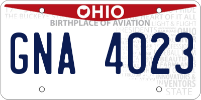 OH license plate GNA4023