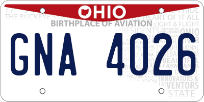 OH license plate GNA4026