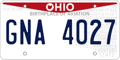 OH license plate GNA4027