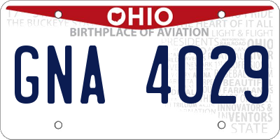 OH license plate GNA4029