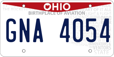 OH license plate GNA4054