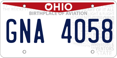 OH license plate GNA4058