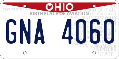 OH license plate GNA4060