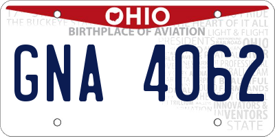 OH license plate GNA4062