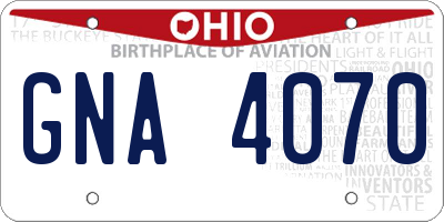 OH license plate GNA4070
