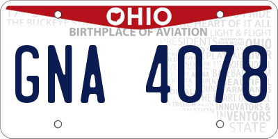 OH license plate GNA4078