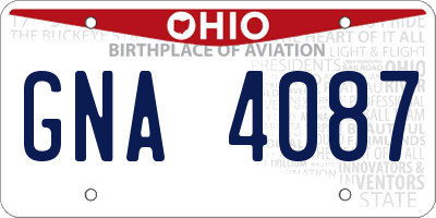OH license plate GNA4087