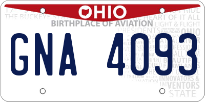 OH license plate GNA4093