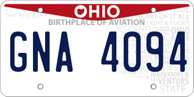 OH license plate GNA4094