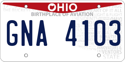 OH license plate GNA4103