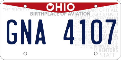 OH license plate GNA4107