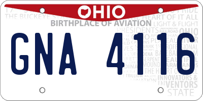 OH license plate GNA4116