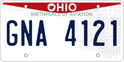 OH license plate GNA4121