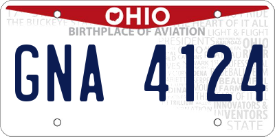 OH license plate GNA4124
