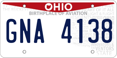 OH license plate GNA4138