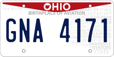 OH license plate GNA4171