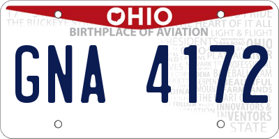 OH license plate GNA4172