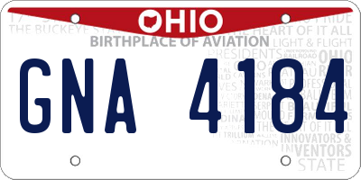OH license plate GNA4184
