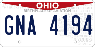 OH license plate GNA4194