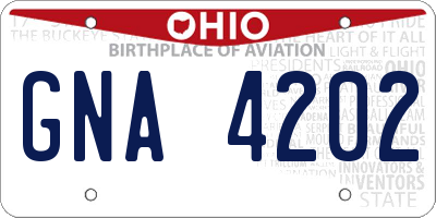 OH license plate GNA4202
