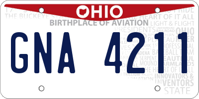 OH license plate GNA4211