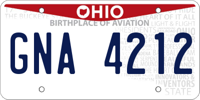 OH license plate GNA4212