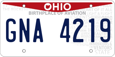 OH license plate GNA4219