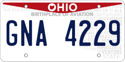 OH license plate GNA4229