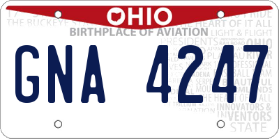 OH license plate GNA4247