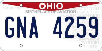 OH license plate GNA4259