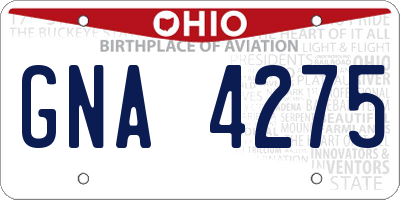 OH license plate GNA4275