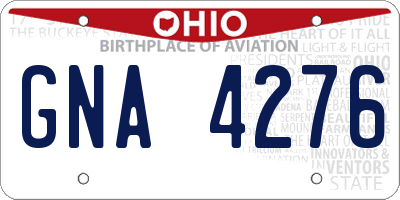 OH license plate GNA4276