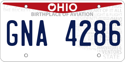 OH license plate GNA4286