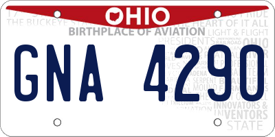 OH license plate GNA4290
