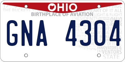 OH license plate GNA4304