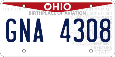 OH license plate GNA4308