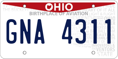 OH license plate GNA4311