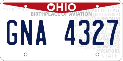 OH license plate GNA4327