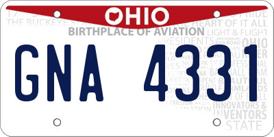 OH license plate GNA4331
