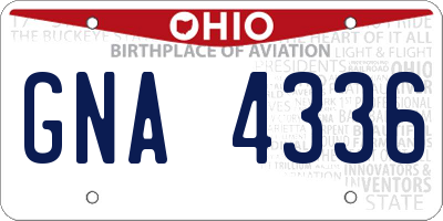OH license plate GNA4336
