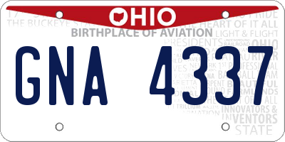 OH license plate GNA4337