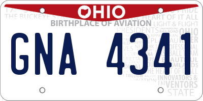 OH license plate GNA4341