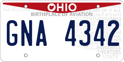 OH license plate GNA4342